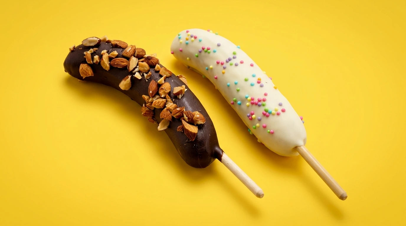 ホワイトチョコとミルクチョコの冷凍チョコバナナ