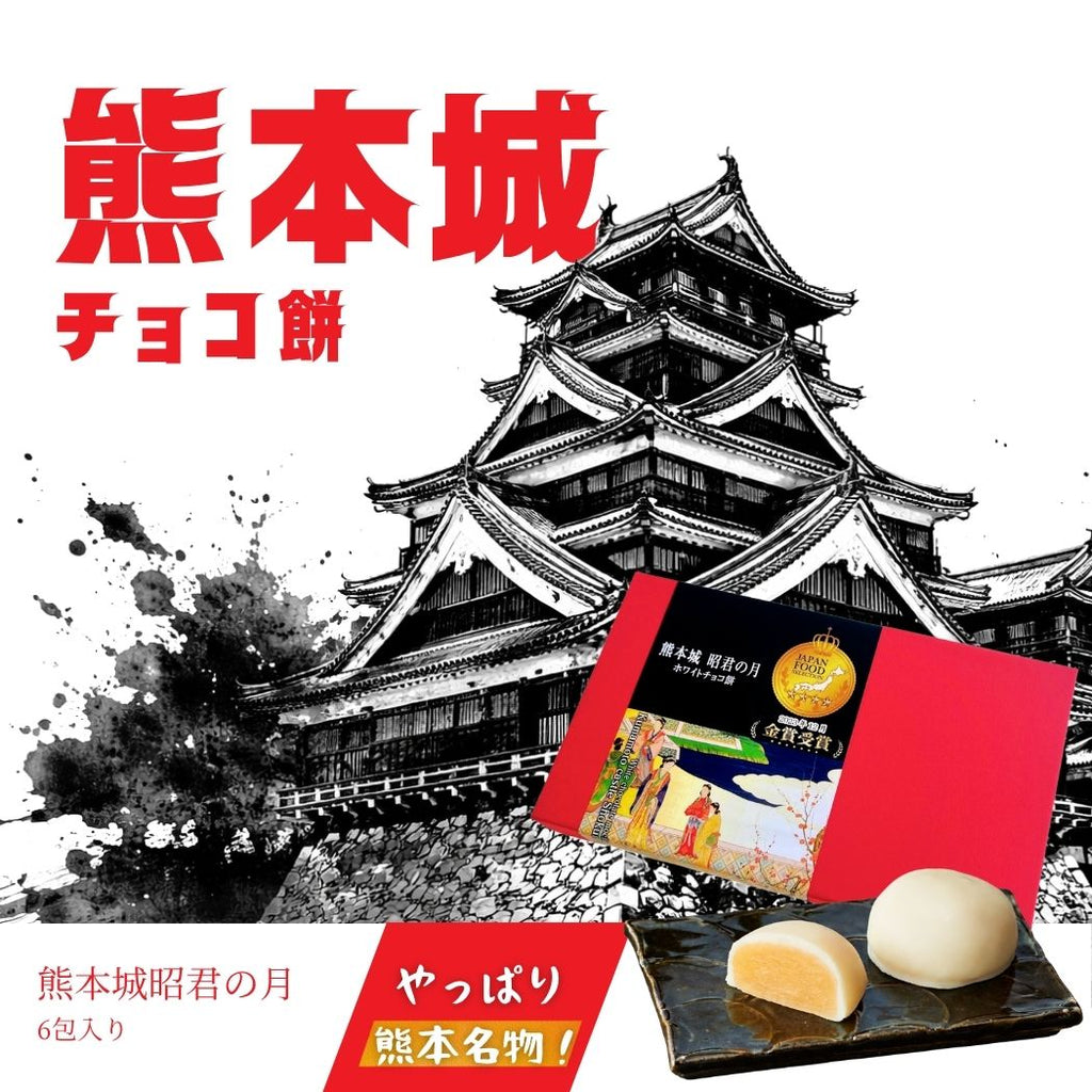 熊本城チョコ餅（昭君の月6個入りの熊本名物和菓子）